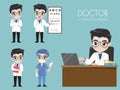 Doctors in various gestures in uniform