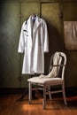 doctors white coat draped over chair