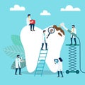 Doctors who treat giant teeth like cures. Dental clinic concept