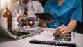 Doctors working together on digital tablet healthcare doctor technology tablet using computer. Royalty Free Stock Photo