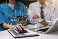 Doctors working together on digital tablet healthcare doctor technology tablet using computer. Royalty Free Stock Photo