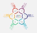 Circle infographics elements design with numbers 6 option Royalty Free Stock Photo