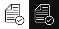 Document accept icon set. checked contract paper with tick sign. loan approved papers icon. valid order invoice sign