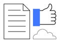 Document Approval and Cloud Storage Concept with Thumbs Up Symbol Royalty Free Stock Photo