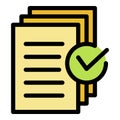 Document approved request icon color outline vector