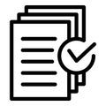 Document approved request icon, outline style