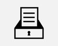 Document Archive Icon Secure Storage Cabinet Lock Business File Organise Management Black Outline Shape Vector Clipart Sign Symbol