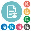 Document attachment flat round icons