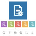 Document attachment flat white icons in square backgrounds