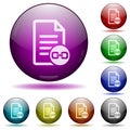 Document attachment icon in glass sphere buttons