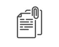 Document attachment line icon. File with paper clip sign. Vector