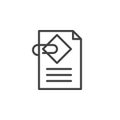 Document attachment line icon, outline vector sign