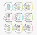 Document, Blog and Approved checklist icons. Quick tips, Clock and Phone payment signs. Vector