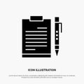 Document, Business, Clipboard, File, Page, Planning, Sheet solid Glyph Icon vector