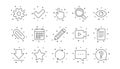 Document, Calendar and Question mark line icons. Search, Video and Check mark. Linear icon set. Vector