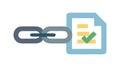 Document & Chain with Checkmark Icon, Confirmed Link & Record, vector design Generative AI Royalty Free Stock Photo