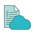 Document with check marks and cloud computing line and fill style icon vector design