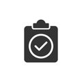 Document checkbox icon in flat style. Test vector illustration on white isolated background. Contract business concept Royalty Free Stock Photo
