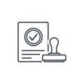 Document with checkmark and stamp icon isolated on white background Royalty Free Stock Photo