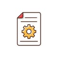 Document with Cog Wheel Icon, File Management, System Configuration, Settings and Automation Royalty Free Stock Photo