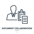 Document Collaboration Icon. Documentation, Paperwork, Teamwork. Editable Stroke. Vector Icon