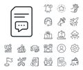 Document with Comments line icon. File sign. Salaryman, gender equality and alert bell. Vector