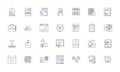 Document control line icons collection. Compliance, Records, Approval, Traceability, Quality, Management, Security
