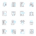Document control linear icons set. Compliance, Tracking, Workflow, Archiving, Approval, Retrieval, Security line vector Royalty Free Stock Photo
