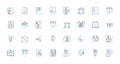 Document control linear icons set. Compliance, Tracking, Workflow, Archiving, Approval, Retrieval, Security line vector Royalty Free Stock Photo