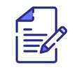 Document create write single isolated icon with dashed line style and purple color