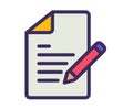 Document create write single isolated icon with filled line and outline flat style
