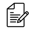 Document create write single isolated icon with outline style black and white