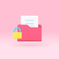 Document data folder archive storage protection business file organizing 3d icon realistic vector