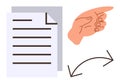Document Direction Gesture with Hand Indicating Flip Arrows for Navigation or Reordering Royalty Free Stock Photo