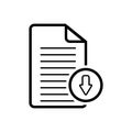 Black line icon for Document download app, mobile and application Royalty Free Stock Photo