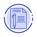 Document, Edit, Page, Paper, Pencil, Write Blue Dotted Line Line Icon Royalty Free Stock Photo