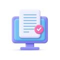 Document file with approved check mark on computer screen.