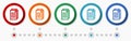 Document, file, copy concept vector icon set, flat design colorful buttons, infographic template in 5 color options Royalty Free Stock Photo