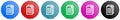 Document, file, copy vector icons, set of circle gradient buttons in 6 colors options for webdesign and mobile applications Royalty Free Stock Photo