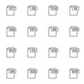 Document File Format line icons set