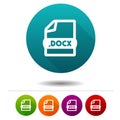 Document file icon. Download DOCX symbol sign. Web Button.