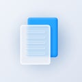 Document file icon in transparent glassmorphism style. Vector 3D Royalty Free Stock Photo