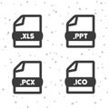 Document file icons. Download XLS, PPT, PCX and ICO symbol sign. Web Buttons Royalty Free Stock Photo