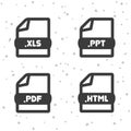 Document file icons. Download XLS, PPT, PDF and HTML symbol sign. Web Buttons Royalty Free Stock Photo