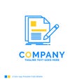 document, file, page, pen, Resume Blue Yellow Business Logo temp