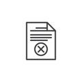 Document file reject outline icon