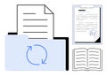 Document and File Synchronization with Open Book, Folder, and Signed Contract Elements Royalty Free Stock Photo