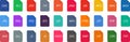 Document File Types and Extensions. Set of pdf, doc, jpg, xls, zip. Graphic templates for ui. Common Types of File Formats