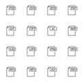 Document file types line icons set Royalty Free Stock Photo