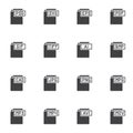 Document file types vector icons set